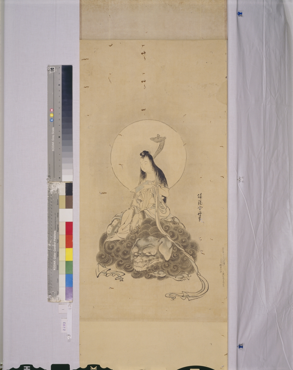 狩野昌運（季信）鍾馗図 】 絹本墨画淡彩 捲り 旧家所蔵 G0923G
