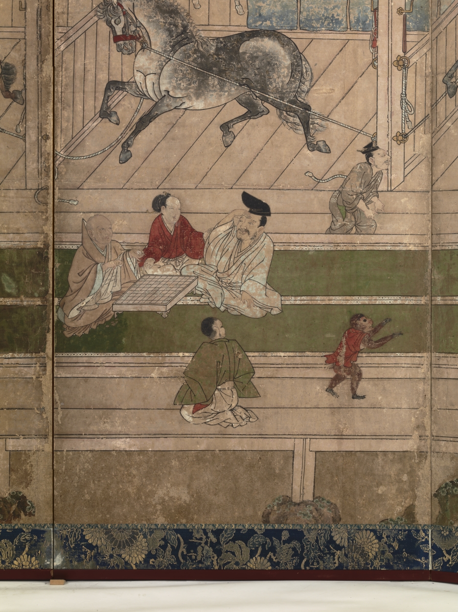 E0000116 繋馬図屏風（厩図屏風） - 東京国立博物館 画像検索