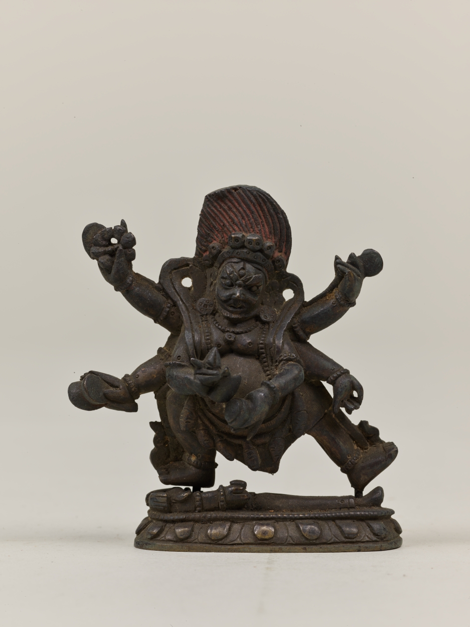 インドネシア 木彫 マハーカーラ神像 置物 C 4783 - 彫刻